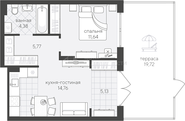 1-к квартира в новостройке, 41 кв.м., Алексея Сергиенко,  20 / Западносибирская, стр. 661