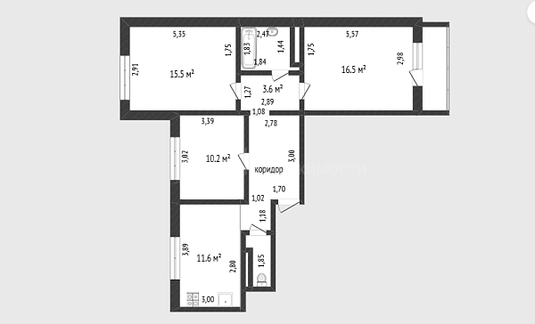 3-к квартира, 74 кв.м., микрорайон Мелиораторов, улица Сидора Путилова, 43