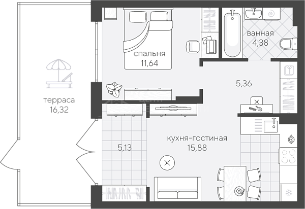 1-к квартира в новостройке, 42 кв.м., Алексея Сергиенко,  20 / Западносибирская, стр. 661