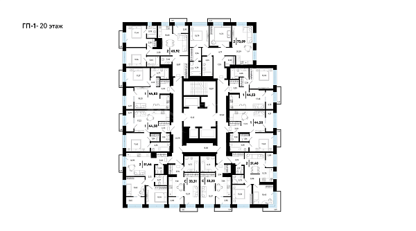 2-к квартира в новостройке, 73 кв.м.