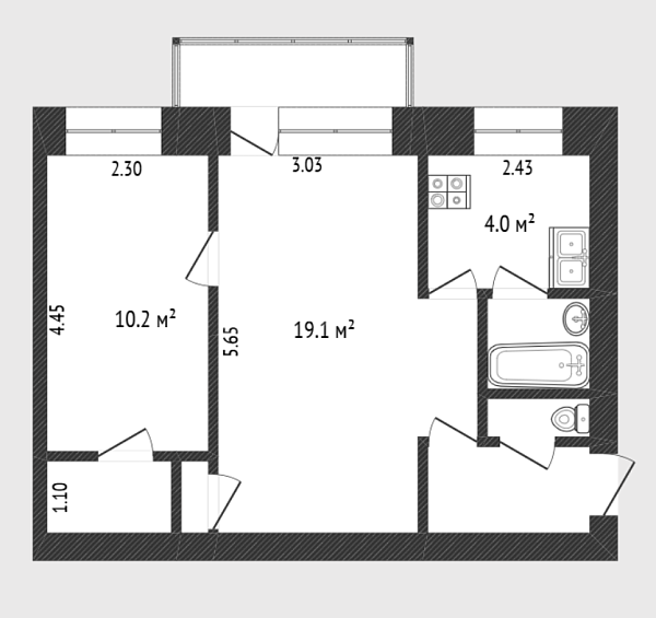 2-к квартира, 44 кв.м., Минская улица, 96