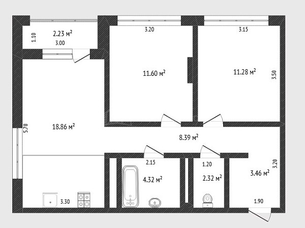 2-к квартира, 60 кв.м., Арктическая улица, 9
