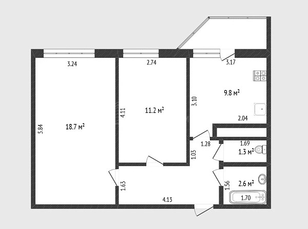 2-к квартира, 51 кв.м., Арктическая улица, 7к2