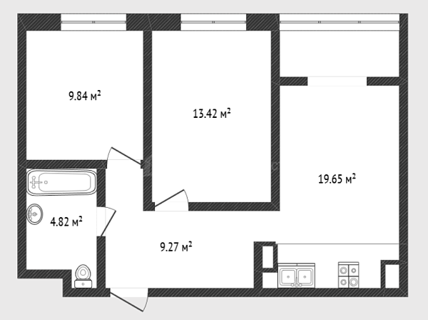 2-к квартира, 52 кв.м., улица Газовиков, 73к4