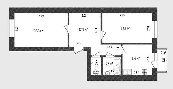 2-к квартира, 58 кв.м., улица Московский Тракт, 85