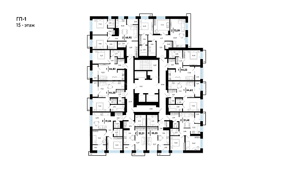 2-к квартира в новостройке, 65 кв.м.
