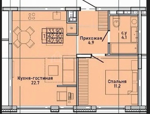 1-к квартира, 43 кв.м., Академическая улица, 4