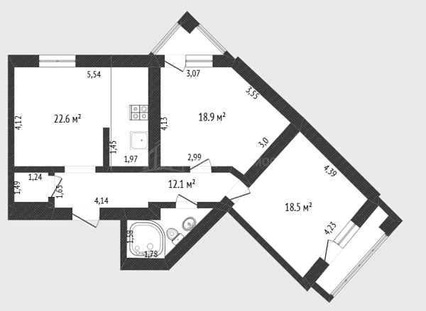 2-к квартира, 78 кв.м., Солнечный проезд, 3