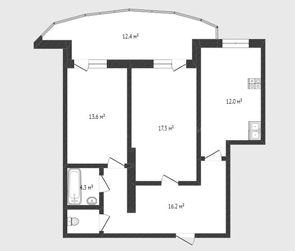 2-к квартира, 64 кв.м., улица Монтажников, 55