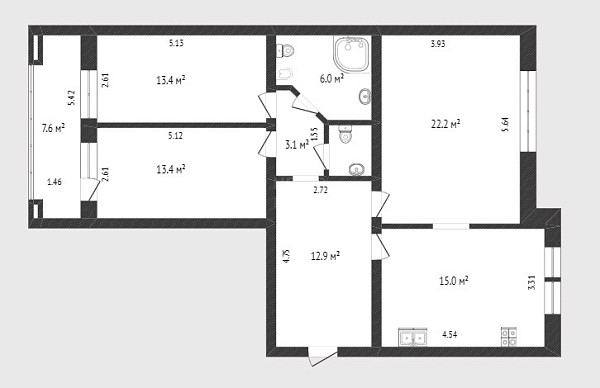 3-к квартира, 87 кв.м., микрорайон Мыс, улица Малиновского, 8