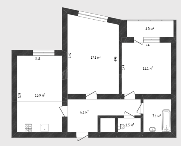 2-к квартира, 59 кв.м., Харьковская улица, 68