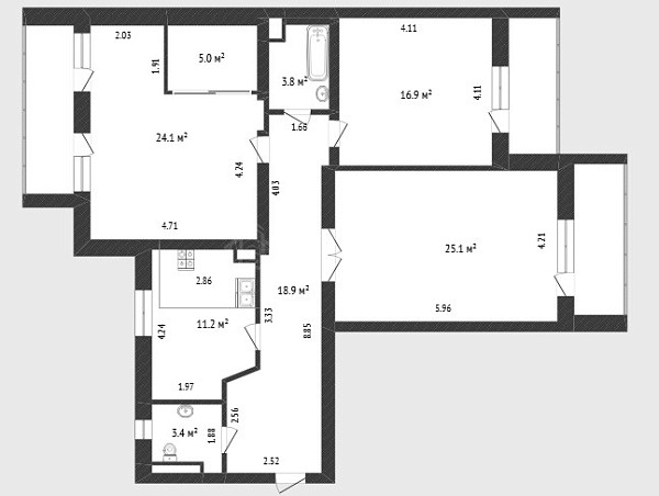 3-к квартира, 108 кв.м., Мельничная улица, 26 3-к квартира, 108 кв.м., Мельничная улица, 26