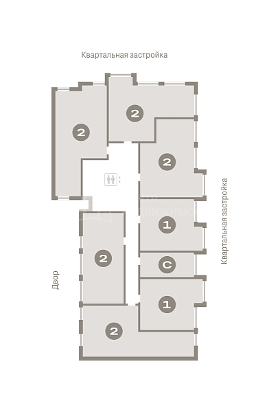 2-к квартира в новостройке, 63 кв.м.