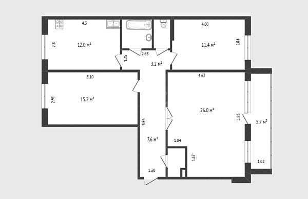 3-к квартира, 79 кв.м., улица Салтыкова-Щедрина, 59