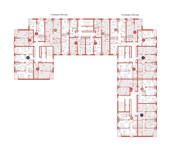 2-к квартира в новостройке, 49 кв.м.