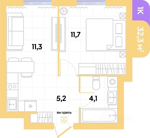 1-к квартира, 38 кв.м., улица Республики, 204к7