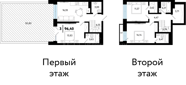 3-к квартира в новостройке, 96 кв.м., ул Бирюзова, 8