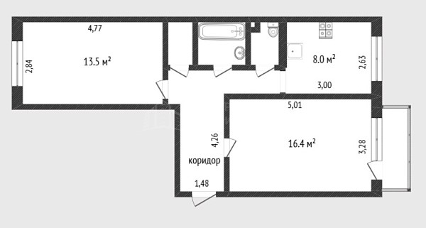 2-к квартира, 49 кв.м., Широтная улица, 69