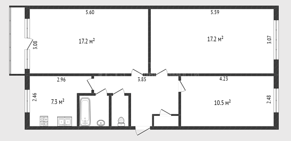 3-к квартира, 61 кв.м., улица Белинского, 3