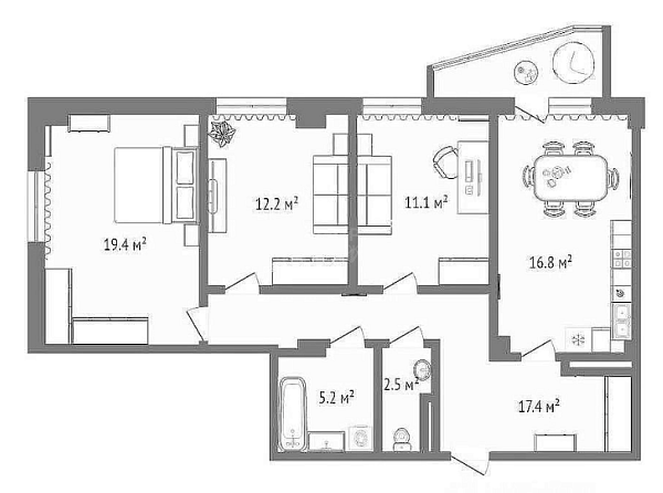 3-к квартира, 88 кв.м., Заречный проезд, 39Ак2