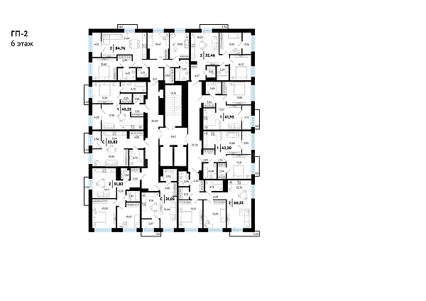 2-к квартира в новостройке, 52 кв.м.