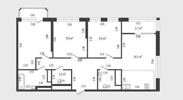 3-к квартира, 74 кв.м., улица Андрея Кореневского, 7