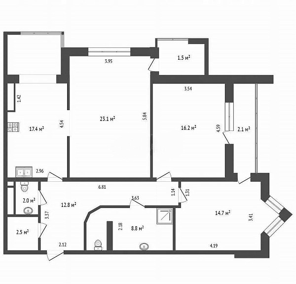 3-к квартира, 97 кв.м., улица Николая Фёдорова, 12к1