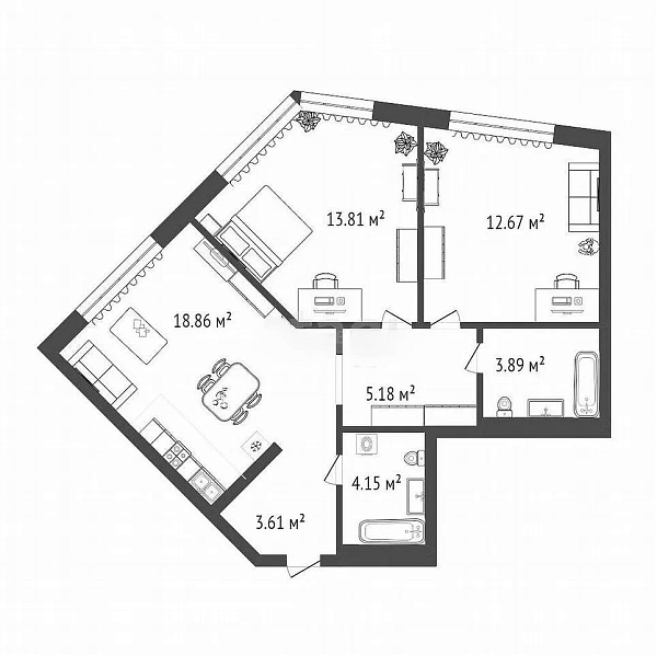 2-к квартира, 46 кв.м., улица Фармана Салманова, 5