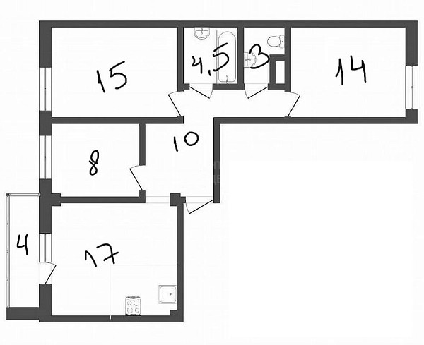 3-к квартира, 71 кв.м., улица Константина Посьета, 12