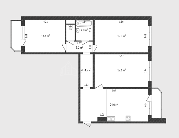 3-к квартира, 89 кв.м., улица Созидателей, 1