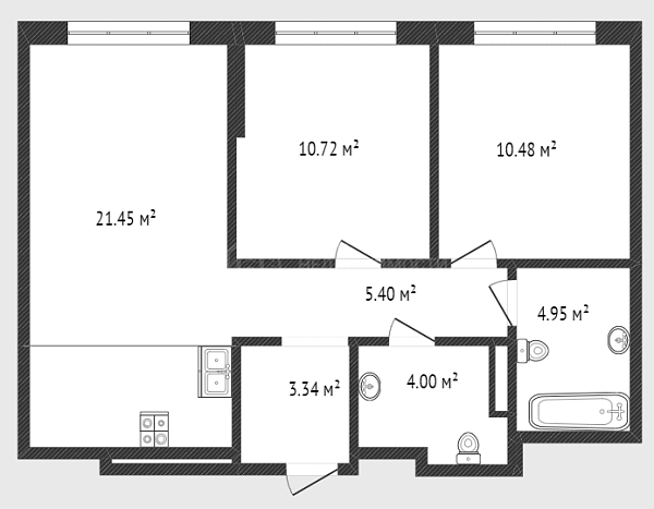 2-к квартира, 60 кв.м., Харьковская улица, 72Б