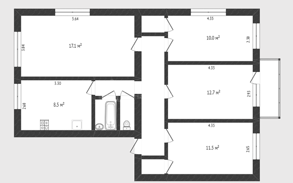 4-к квартира, 74 кв.м., Минская улица, 5А