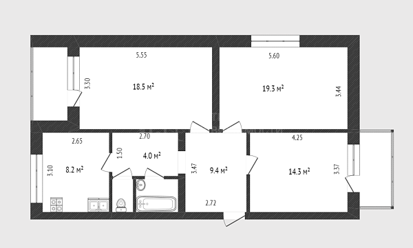 3-к квартира, 77 кв.м., Заводская улица, 1