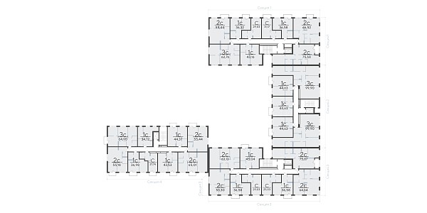 1-к квартира в новостройке, 34 кв.м.