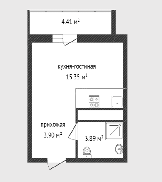 Студия, 23 кв.м., Краснооктябрьская улица, 16