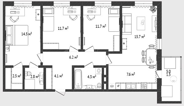 3-к квартира, 81 кв.м., улица Фармана Салманова, 16