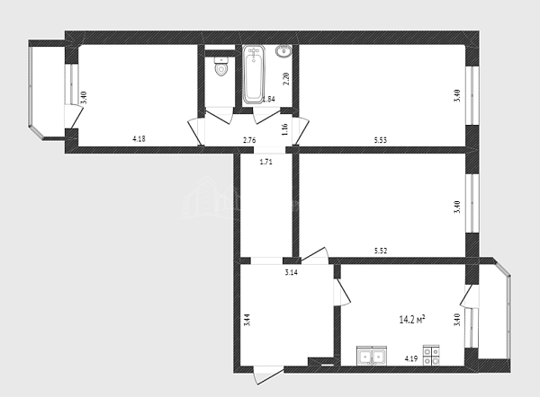 3-к квартира, 92 кв.м., улица Валентины Трофимовой, 2