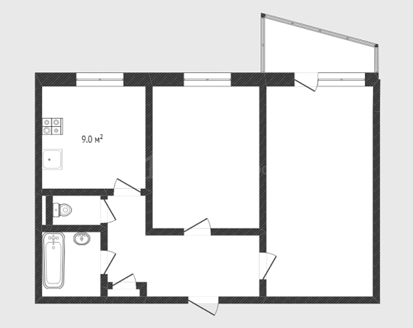 2-к квартира, 51 кв.м., улица Радищева, 29