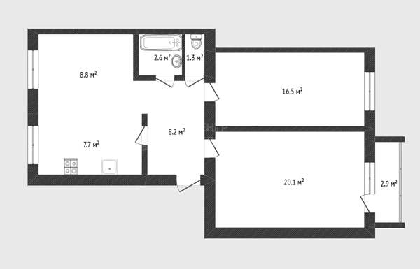 3-к квартира, 57 кв.м., улица Мира, 15