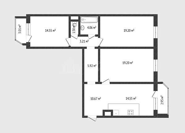 3-к квартира, 92 кв.м., улица Федюнинского, 60