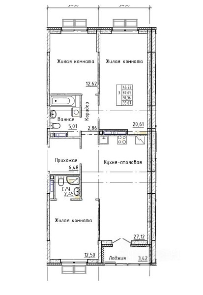 3-к квартира, 93 кв.м., Холодильная улица, 31к1