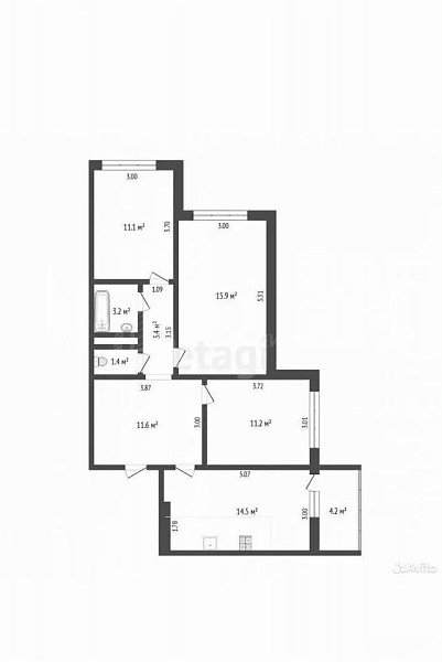 3-к квартира, 72 кв.м., улица Николая Зелинского, 24