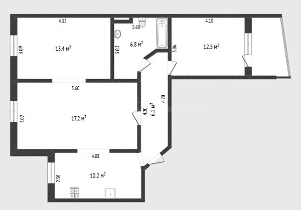 3-к квартира, 66 кв.м., улица Немцова, 39