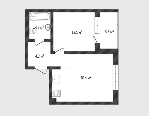 1-к квартира, 41 кв.м., улица Игоря Комиссарова, 25