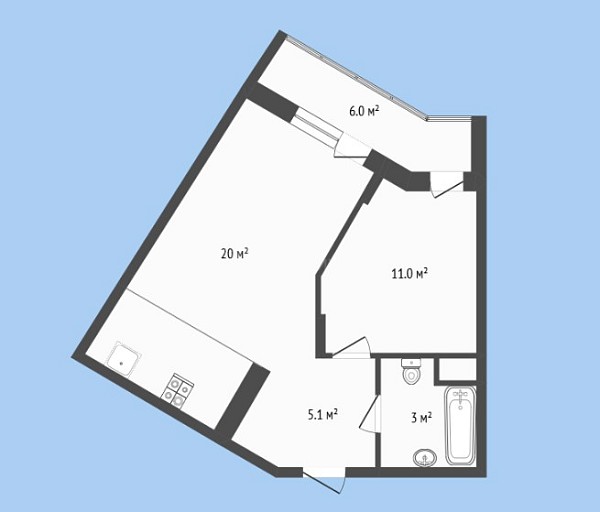 1-к квартира, 39 кв.м., улица Сергея Джанбровского, 2