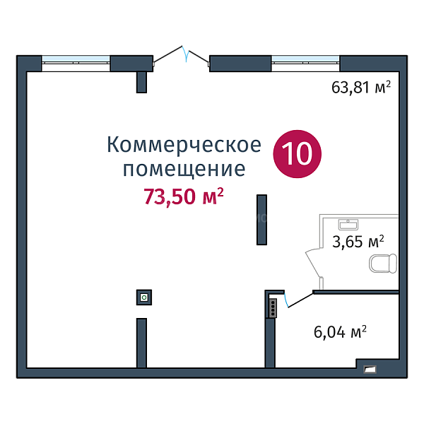 Квартира в новостройке, 73 кв.м., ул.Краснооктябрьская, д.12