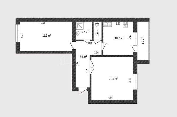 2-к квартира, 62 кв.м., улица Восстания, 19
