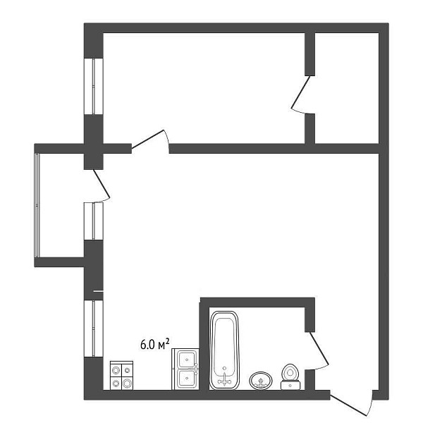 2-к квартира, 42 кв.м., улица Луначарского, 36