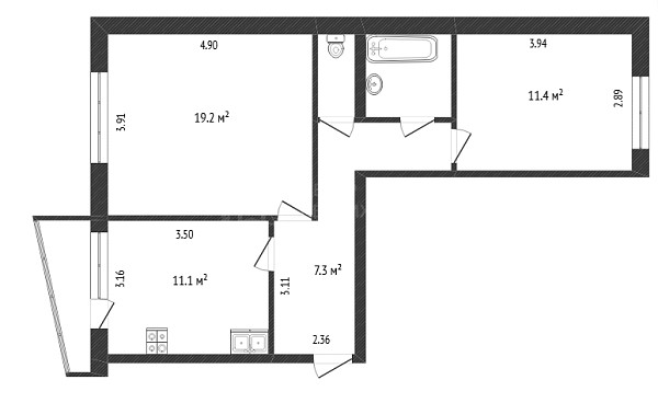 2-к квартира, 57 кв.м., улица Монтажников, 8