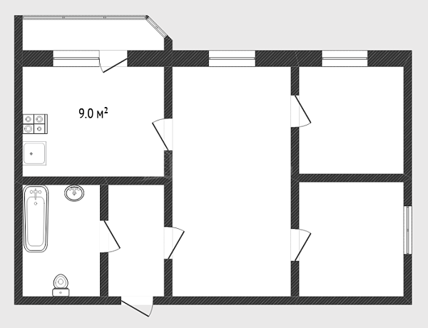 3-к квартира, 57 кв.м., улица Монтажников, 40